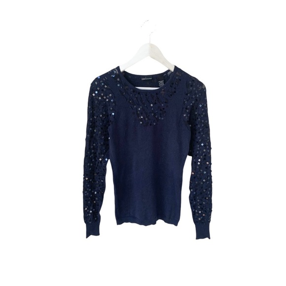🌸New🌸VS Moda International Sequin Navy Sweater M - Picture 3 of 10